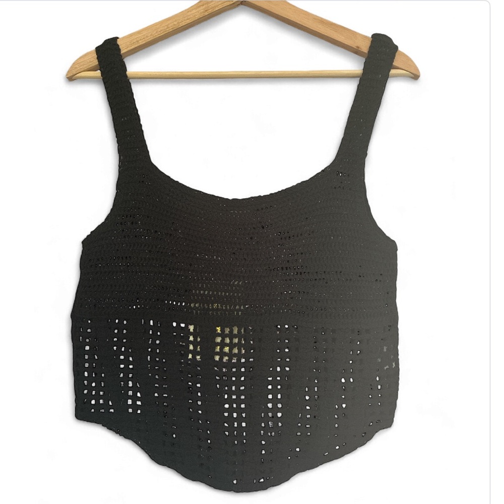 REBELLION NWT Black Crochet Tank Top size large